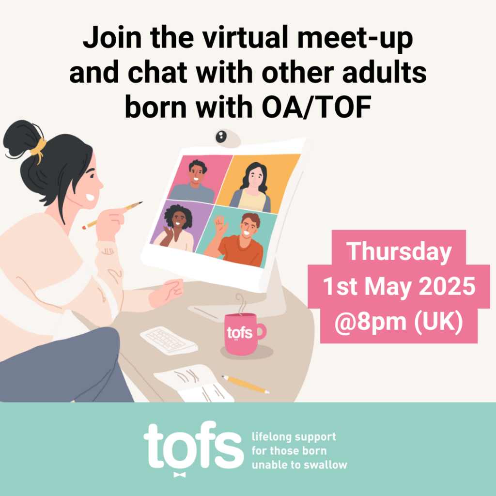 1st May - 8pm - Virtual meet-up for adults born with OA/TOF