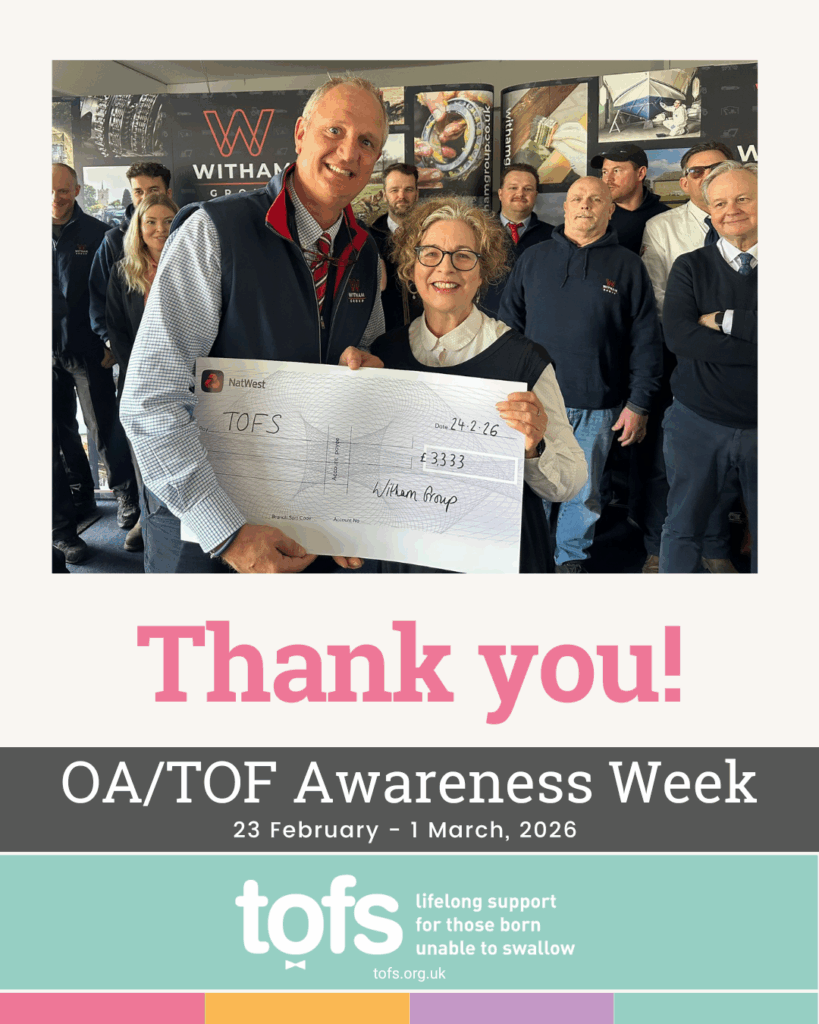 Witham Group Managing Director, Nigel Bottom, presents the cheque to TOFS CEO, Diane Stephens.
