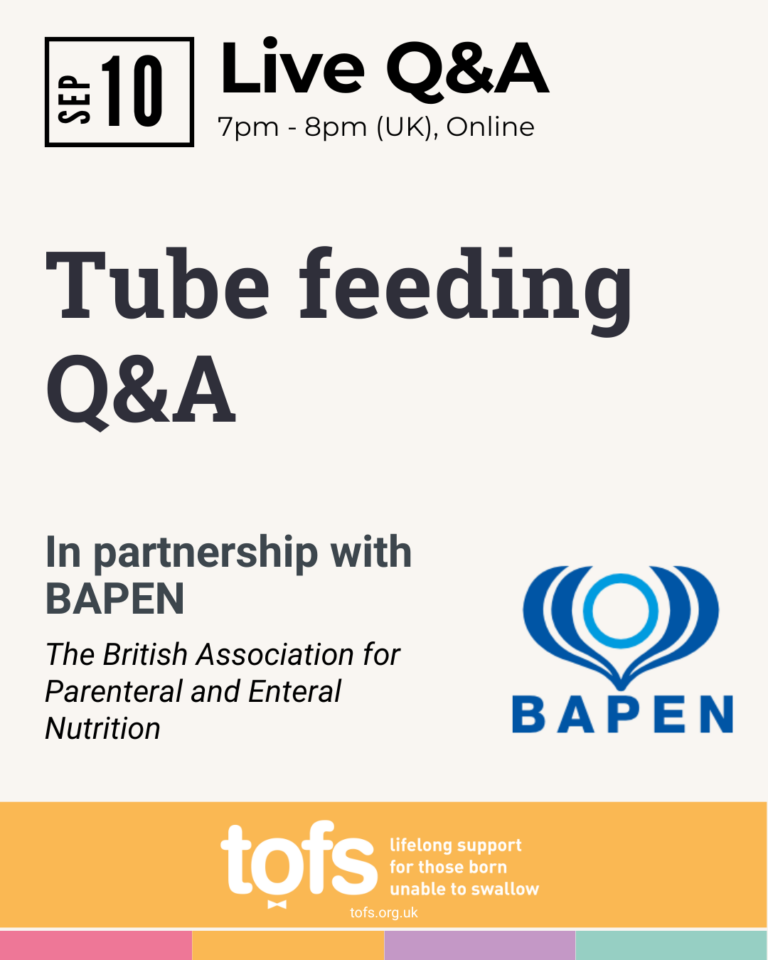Tube feeding Q&A. 10th Sep, 2026 - 7pm - 8pm (UK), Online